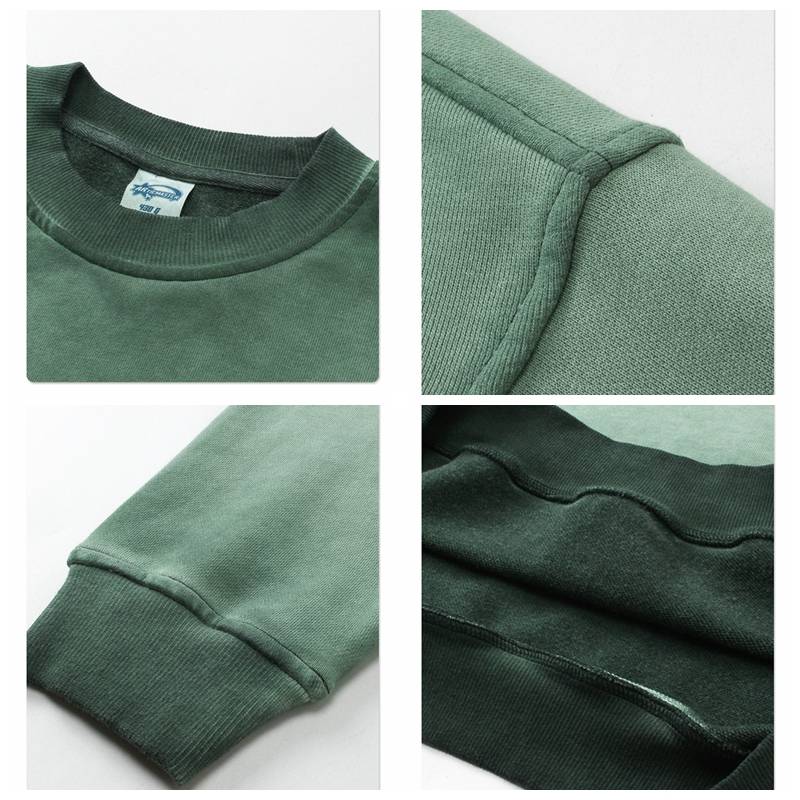 Mens Streetwear Washed 100% cotton Sweatshirt DQ-2323 print logo 26