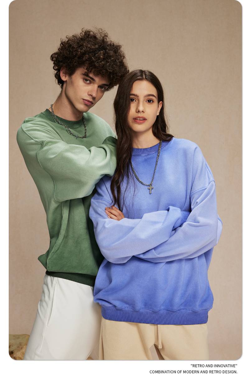 Mens Streetwear Washed 100% cotton Sweatshirt DQ-2323 print logo 47