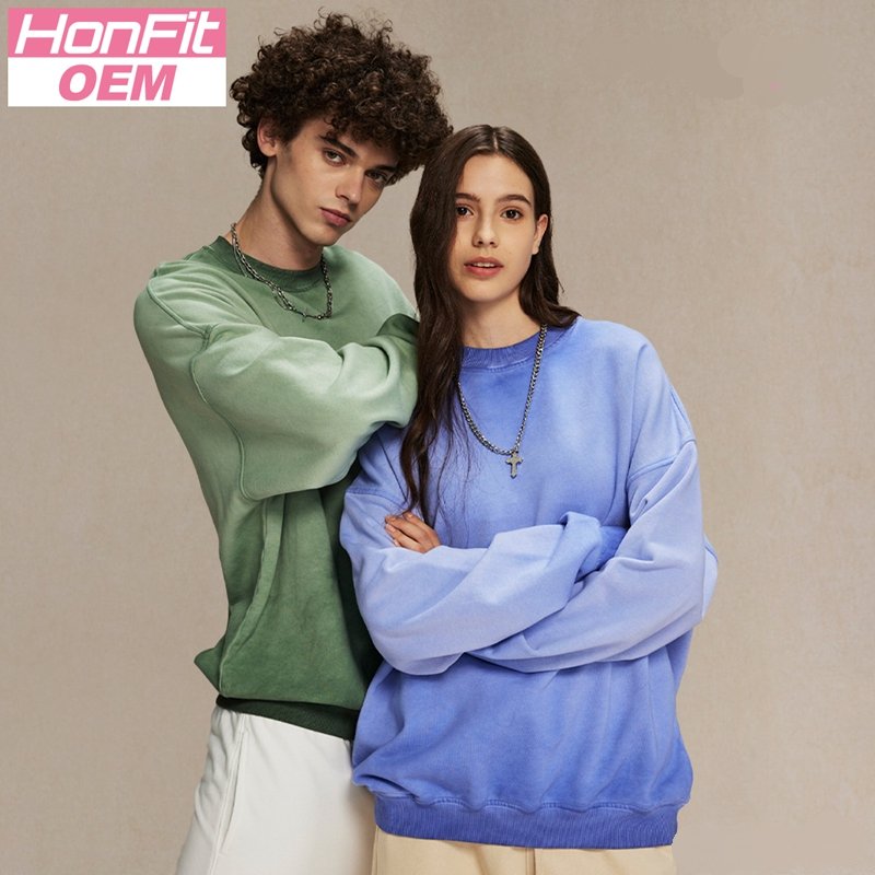 Mens Streetwear Washed 100% cotton Sweatshirt DQ-2323 print logo 15