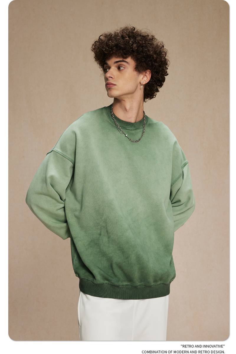 Mens Streetwear Washed 100% cotton Sweatshirt DQ-2323 print logo 52