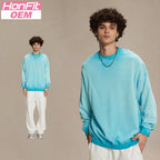Mens Streetwear Washed 100% cotton Sweatshirt DQ-2323 print logo 24
