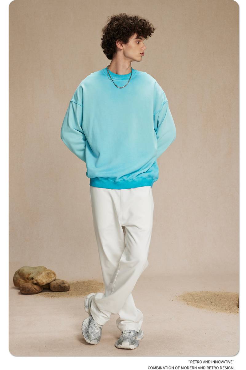 Mens Streetwear Washed 100% cotton Sweatshirt DQ-2323 print logo 60