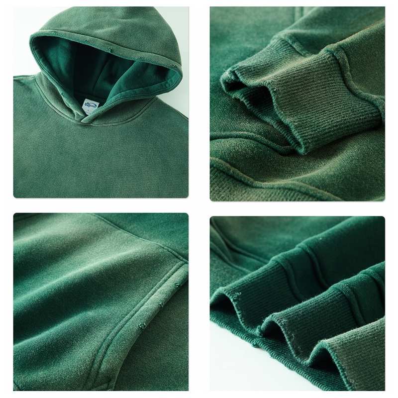 Mens Washed Vintage 52% cotton 48% polyester Hoodie DQ-2520 print logo 29