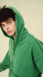 Mens Casual Washed 58% cotton 42% polyester Zip Hoodie DQ-2530 print logo 9