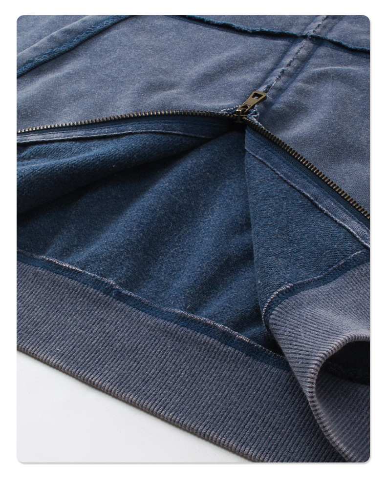 Mens Casual Washed 58% cotton 42% polyester Zip Hoodie DQ-2530 print logo 56