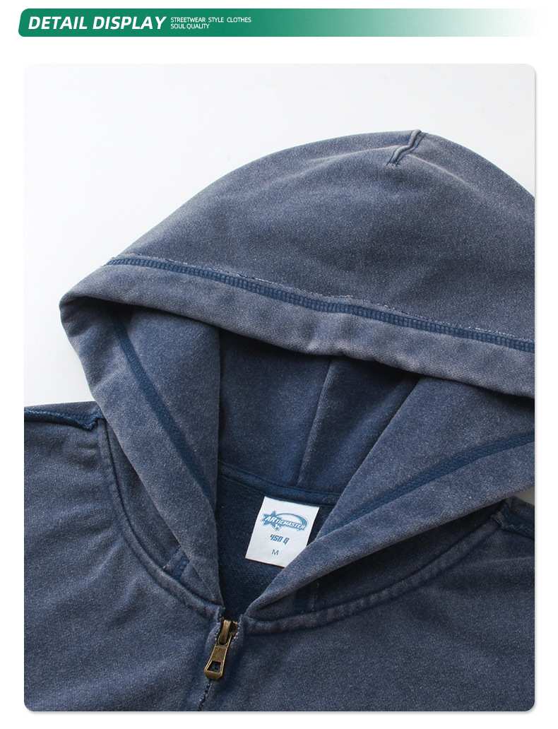 Mens Casual Washed 58% cotton 42% polyester Zip Hoodie DQ-2530 print logo 53