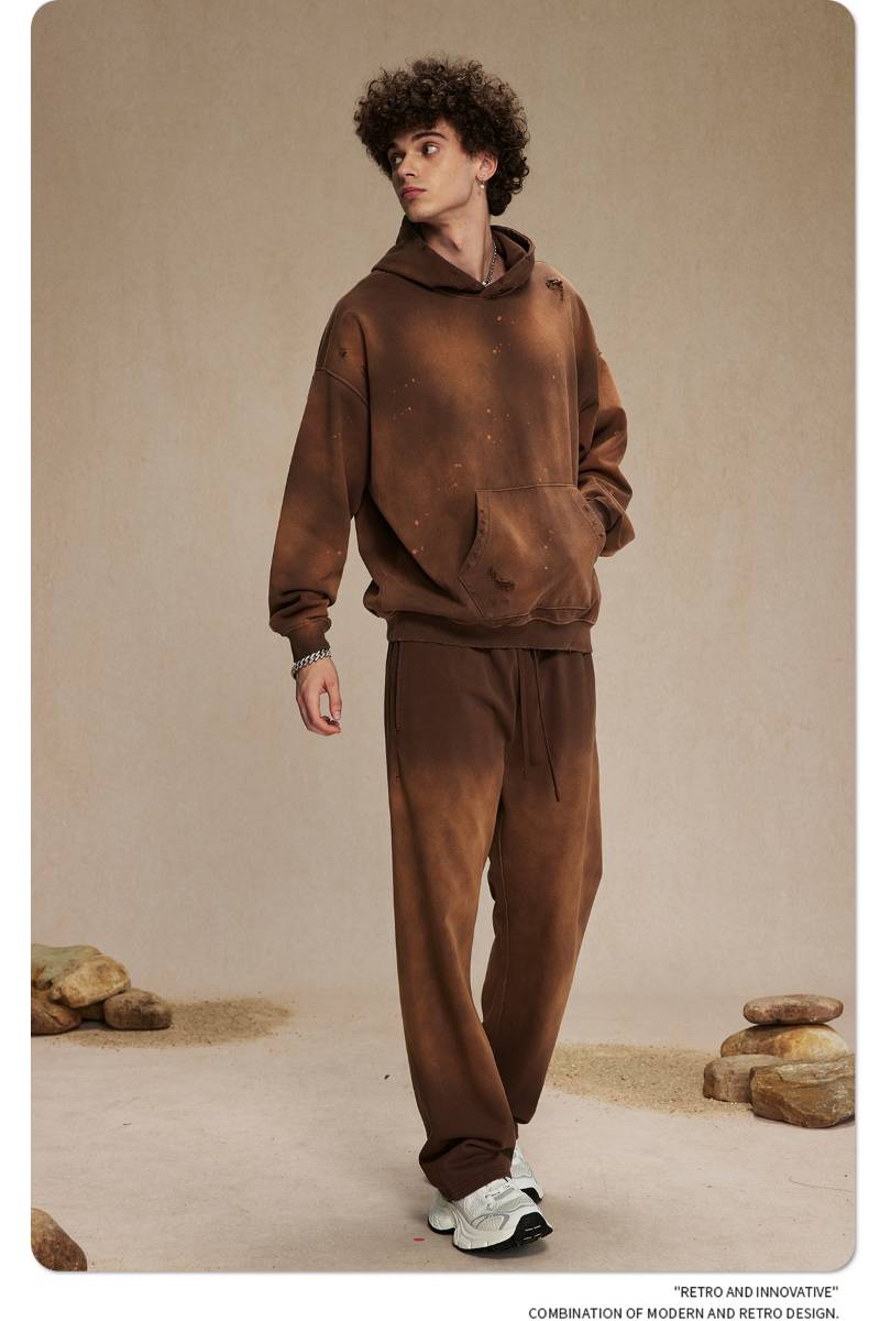 Mens Washed Oversized 58% cotton 42% polyester Hoodie DQ-2532 print logo 29