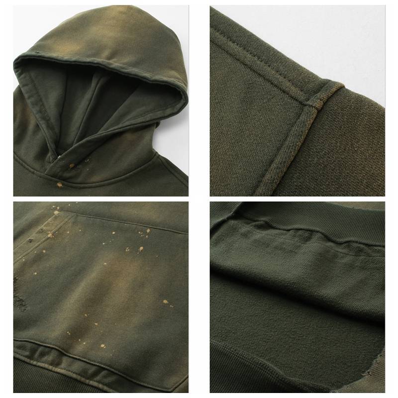 Mens Washed Oversized 58% cotton 42% polyester Hoodie DQ-2532 print logo 21