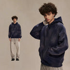 Mens Washed Oversized 58% cotton 42% polyester Hoodie DQ-2532 print logo 5
