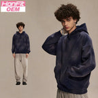 Mens Washed Oversized 58% cotton 42% polyester Hoodie DQ-2532 print logo 17