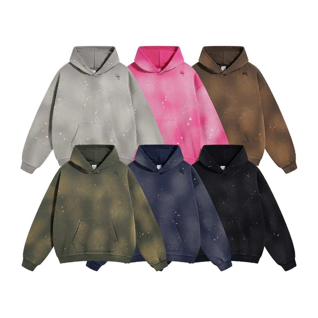Mens Washed Oversized 58% cotton 42% polyester Hoodie DQ-2532 print logo 14