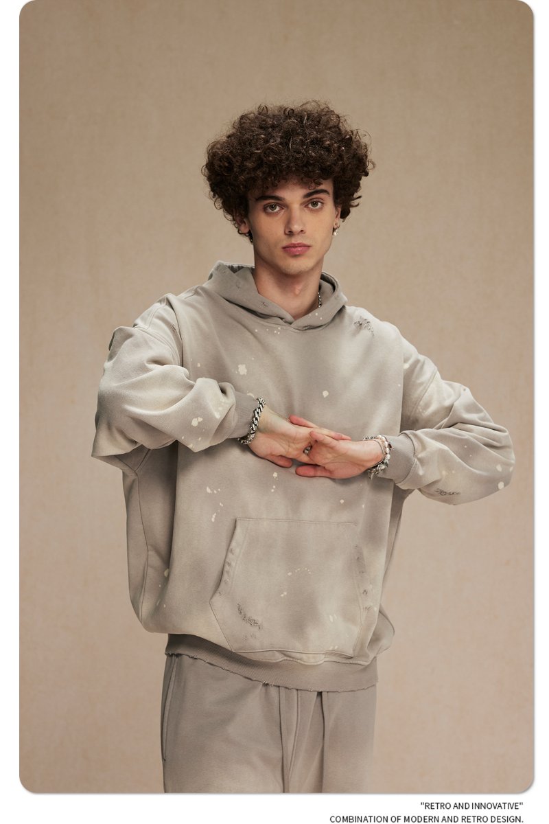 Mens Washed Oversized 58% cotton 42% polyester Hoodie DQ-2532 print logo 42