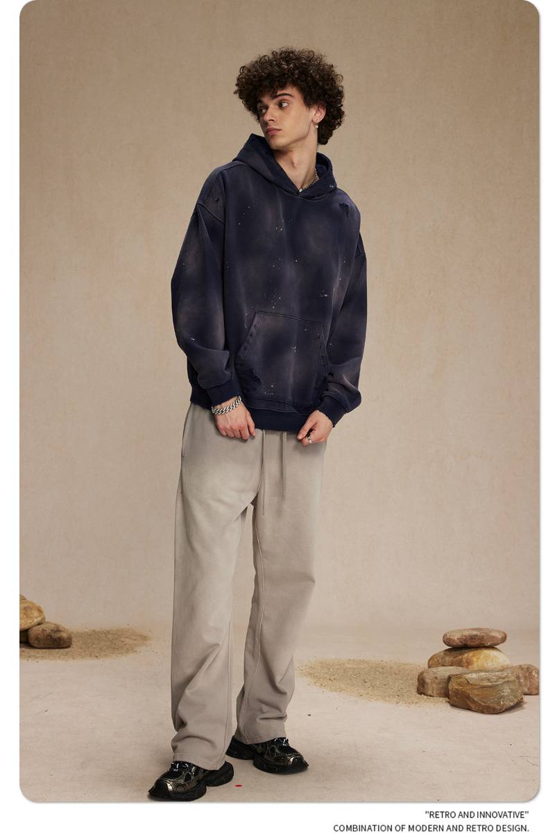 Mens Washed Oversized 58% cotton 42% polyester Hoodie DQ-2532 print logo 50