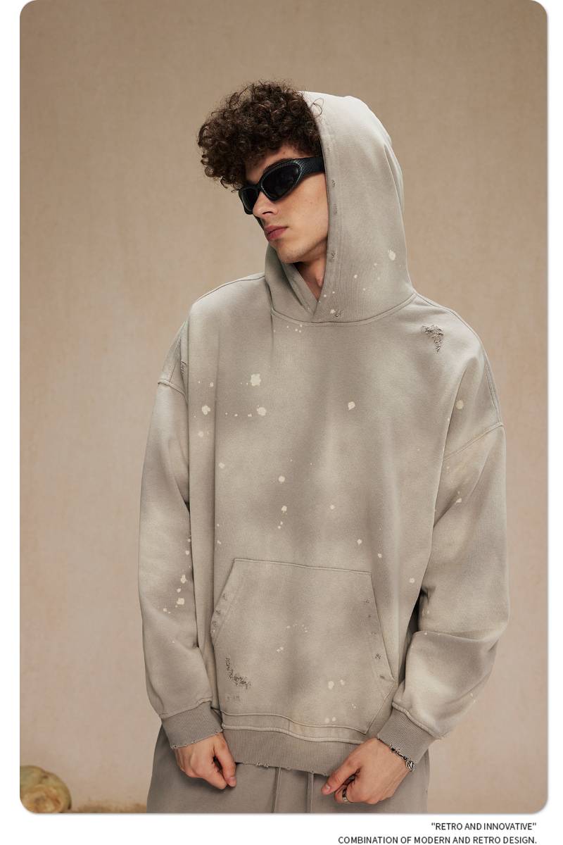 Mens Washed Oversized 58% cotton 42% polyester Hoodie DQ-2532 print logo 43