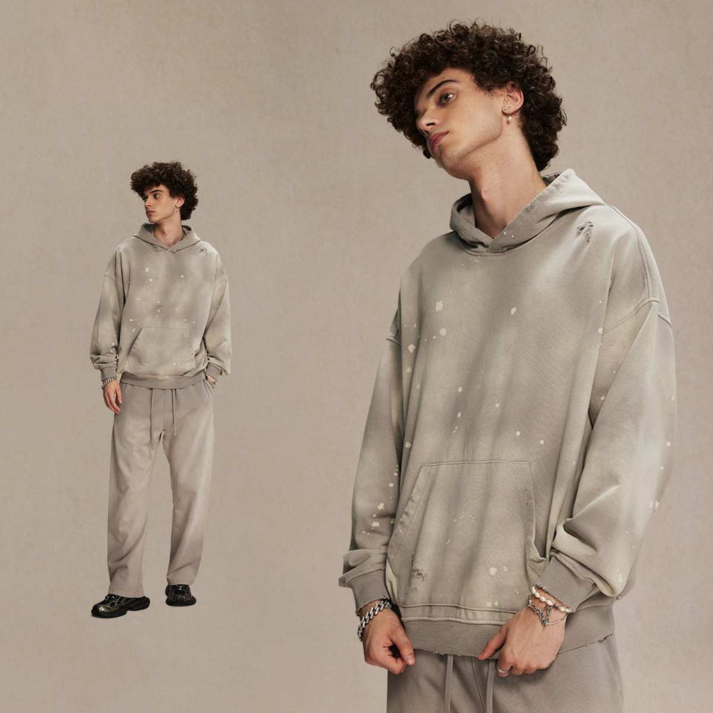 Mens Washed Oversized 58% cotton 42% polyester Hoodie DQ-2532 print logo 19