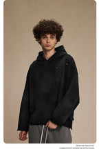 Mens Oversized Distressed 58% cotton 42% polyester Hoodie DQ-2535 print logo 30