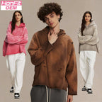 Mens Oversized Distressed 58% cotton 42% polyester Hoodie DQ-2535 print logo 8
