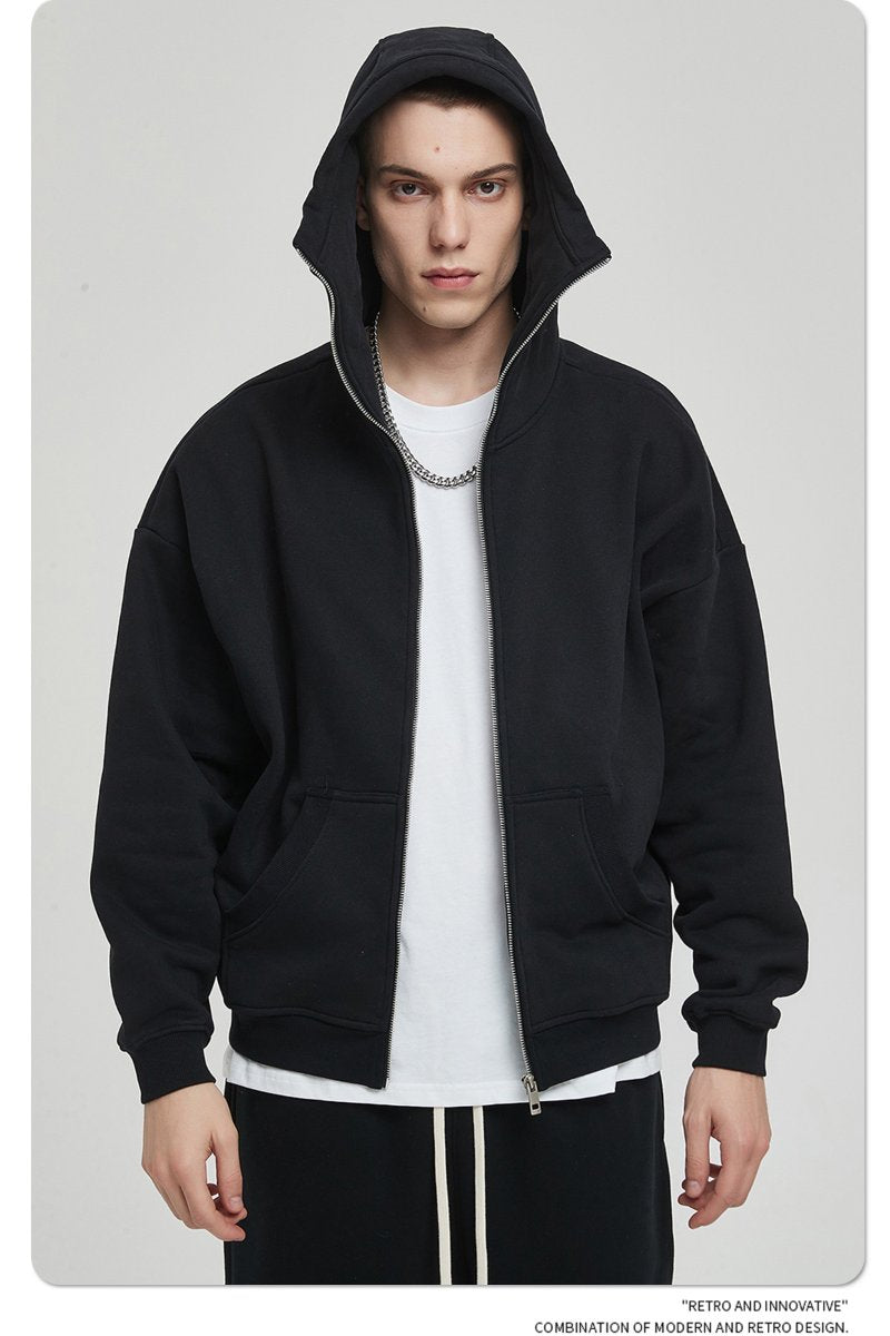 Mens Oversized Streetwear 52% cotton 48% polyester Zip Hoodie DQ-2595 print logo 29