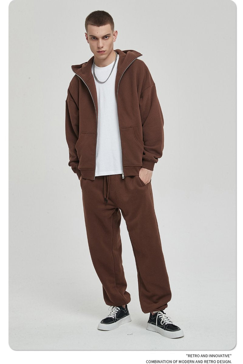 Mens Oversized Streetwear 52% cotton 48% polyester Zip Hoodie DQ-2595 print logo 21
