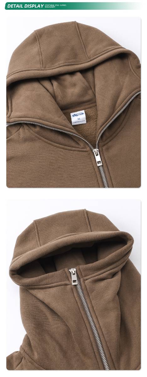 Mens Oversized Streetwear 52% cotton 48% polyester Zip Hoodie DQ-2595 print logo 33