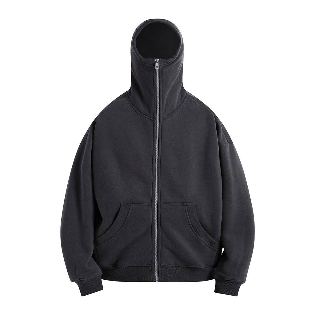 Mens Oversized Streetwear 52% cotton 48% polyester Zip Hoodie DQ-2595 print logo 5