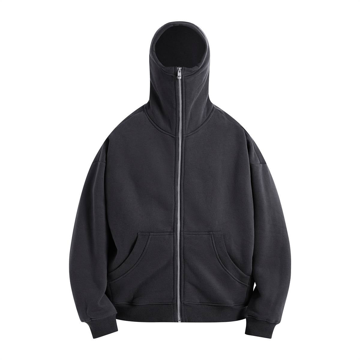 Mens Oversized Streetwear 52% cotton 48% polyester Zip Hoodie DQ-2595 print logo 5