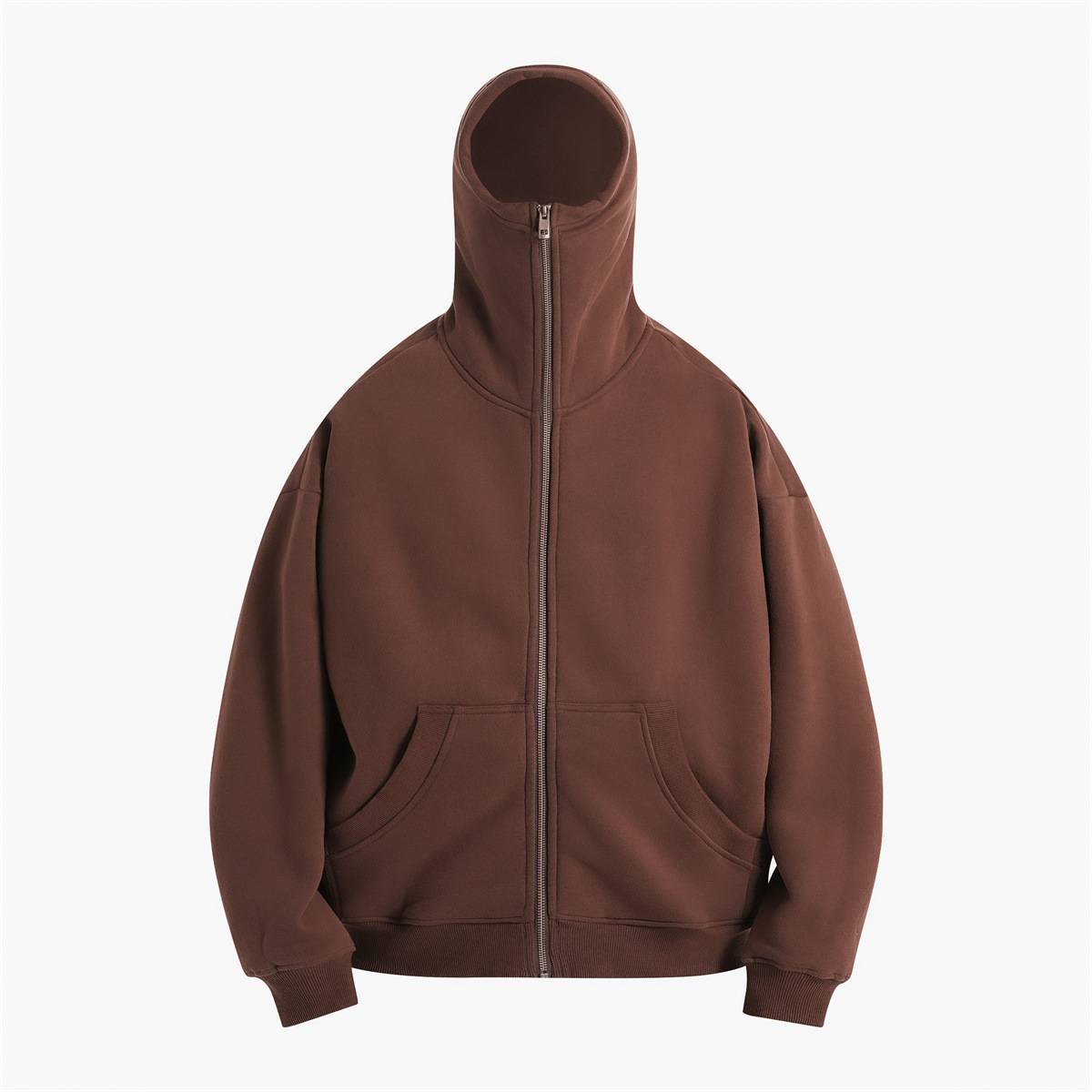 Mens Oversized Streetwear 52% cotton 48% polyester Zip Hoodie DQ-2595 print logo 6