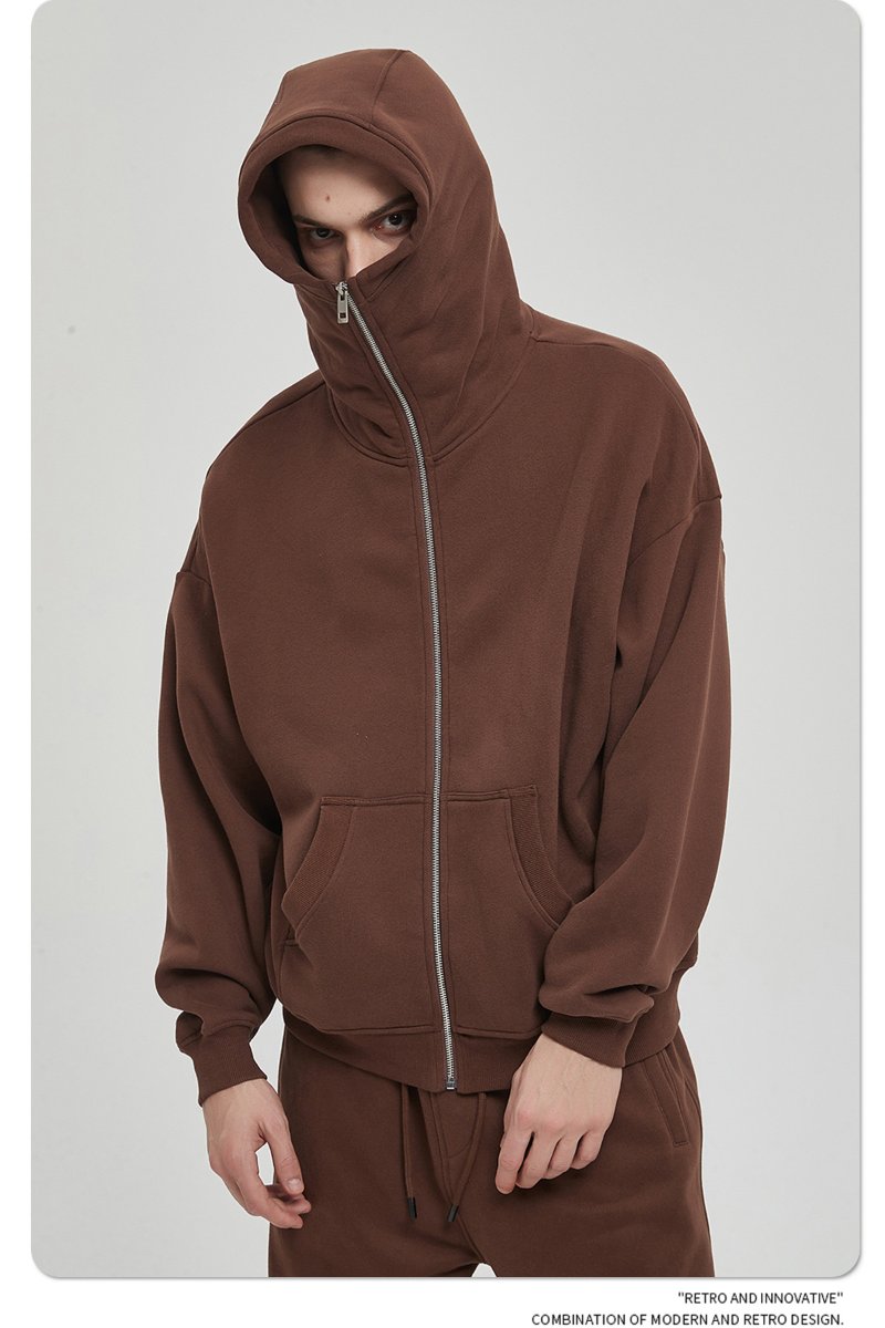 Mens Oversized Streetwear 52% cotton 48% polyester Zip Hoodie DQ-2595 print logo 22