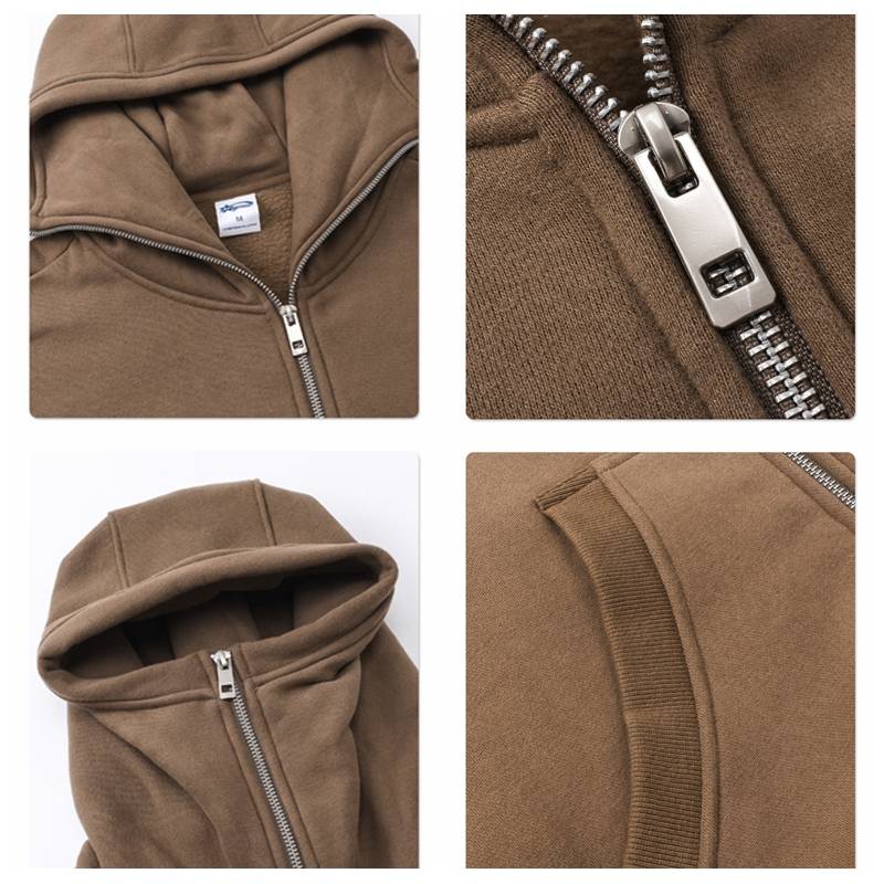 Mens Oversized Streetwear 52% cotton 48% polyester Zip Hoodie DQ-2595 print logo 18
