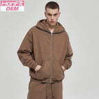Mens Oversized Streetwear 52% cotton 48% polyester Zip Hoodie DQ-2595 print logo 2