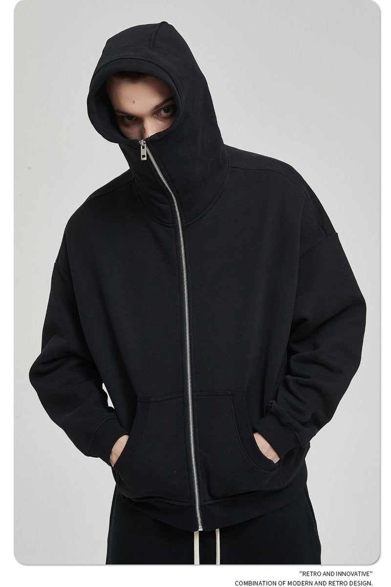 Mens Oversized Streetwear 52% cotton 48% polyester Zip Hoodie DQ-2595 print logo 28