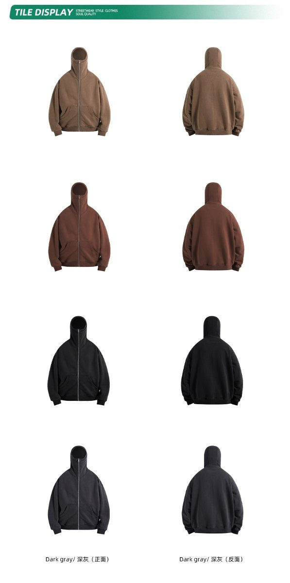 Mens Oversized Streetwear 52% cotton 48% polyester Zip Hoodie DQ-2595 print logo 20