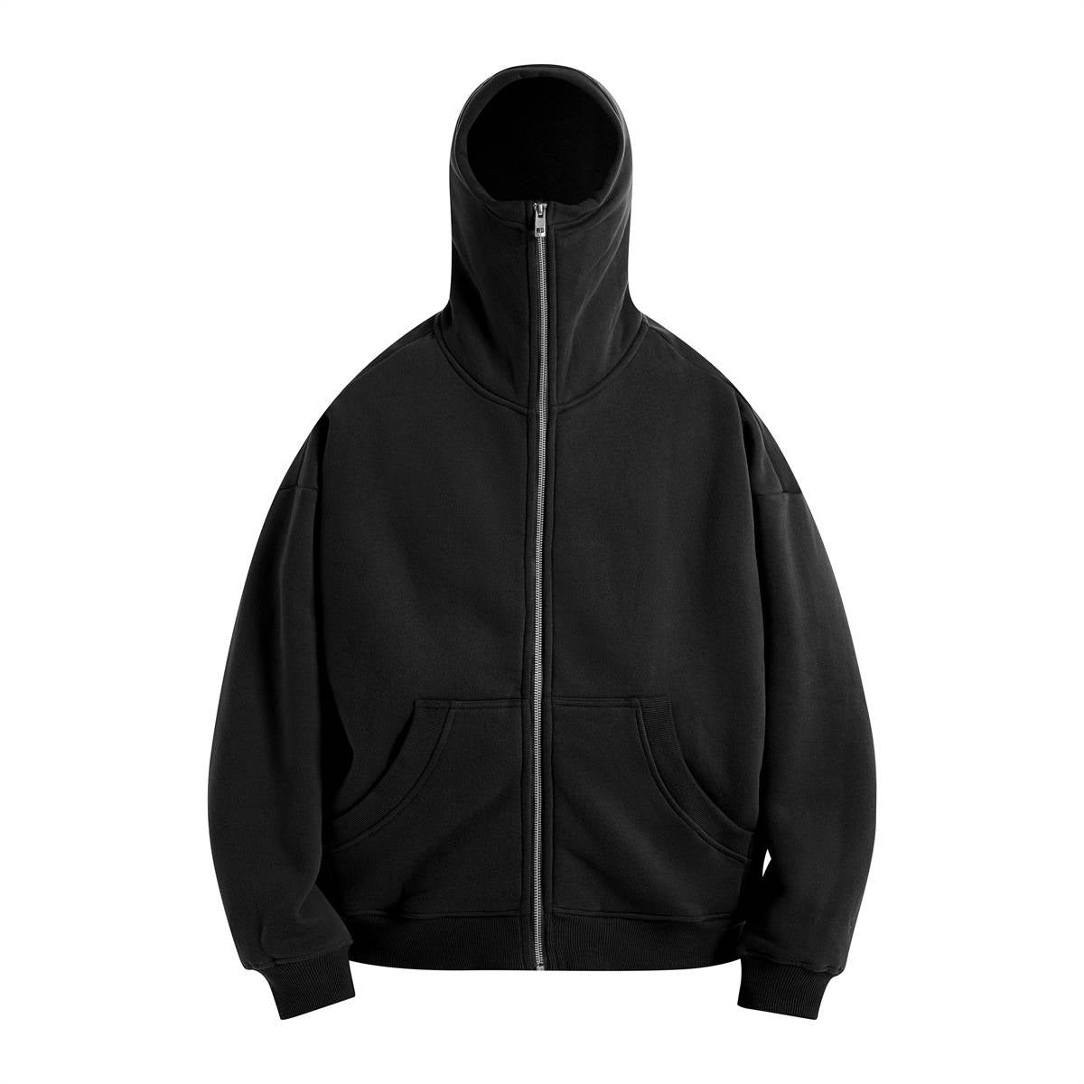 Mens Oversized Streetwear 52% cotton 48% polyester Zip Hoodie DQ-2595 print logo 4