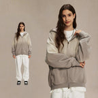 Mens Oversized Vintage 58% cotton 42% polyester Zip Hoodie DQ-2596 print logo 5