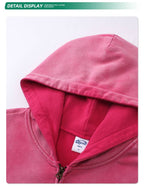 Mens Oversized Vintage 58% cotton 42% polyester Zip Hoodie DQ-2596 print logo 33
