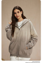 Mens Oversized Vintage 58% cotton 42% polyester Zip Hoodie DQ-2596 print logo 32