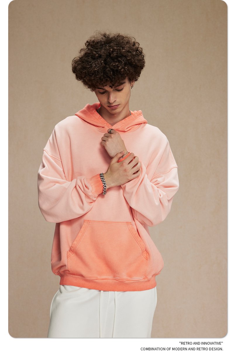Mens Washed Distressed 100% cotton Hoodie DQ-2623 print logo 61