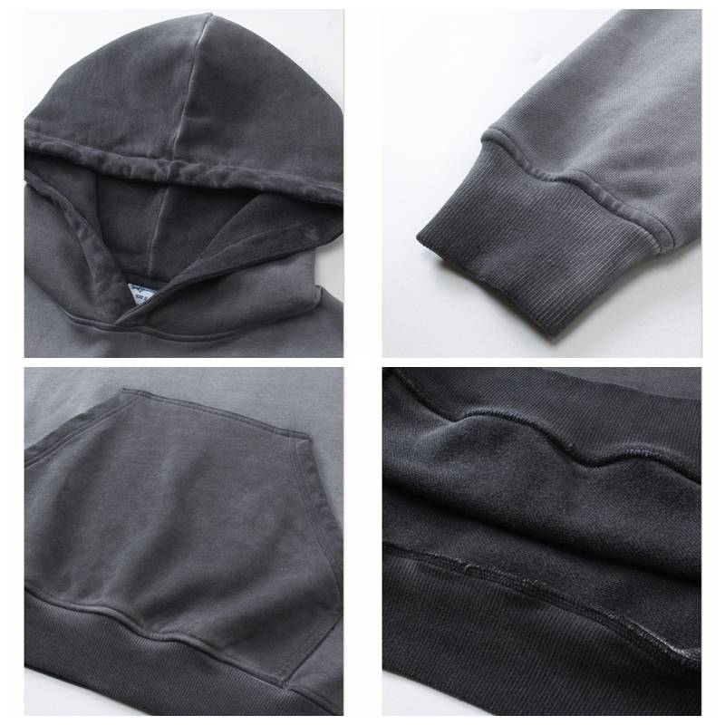 Mens Washed Distressed 100% cotton Hoodie DQ-2623 print logo 26