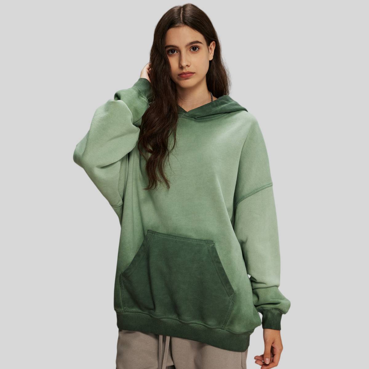 Mens Washed Distressed 100% cotton Hoodie DQ-2623 print logo 2