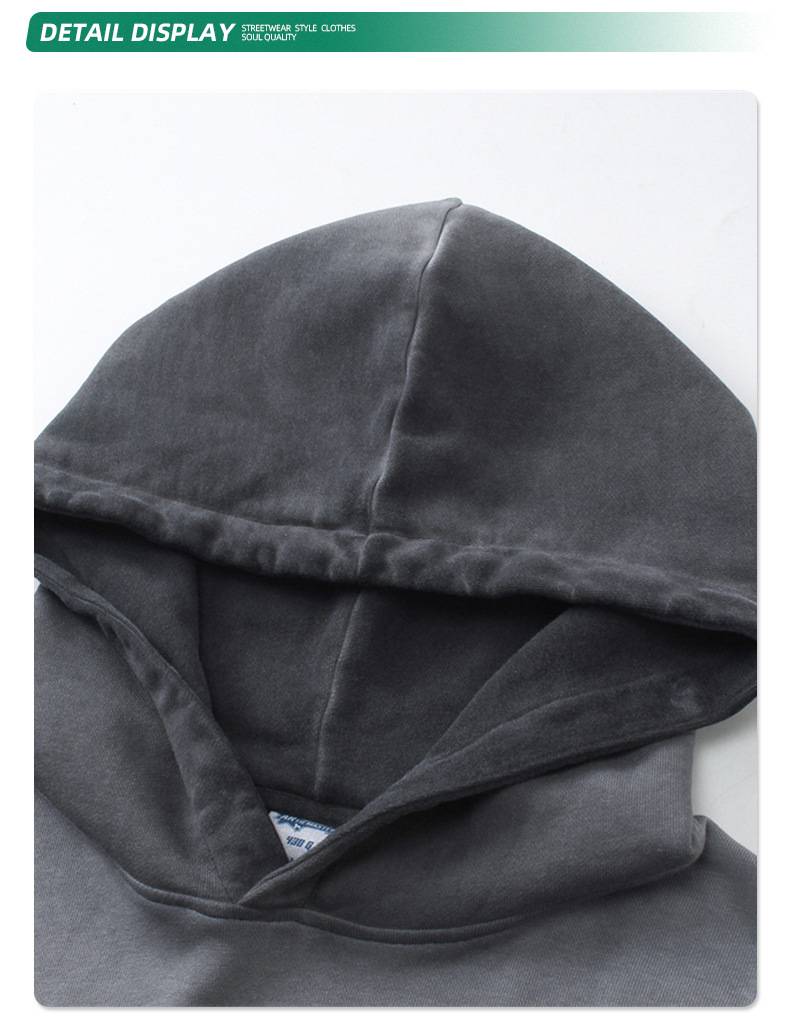 Mens Washed Distressed 100% cotton Hoodie DQ-2623 print logo 63