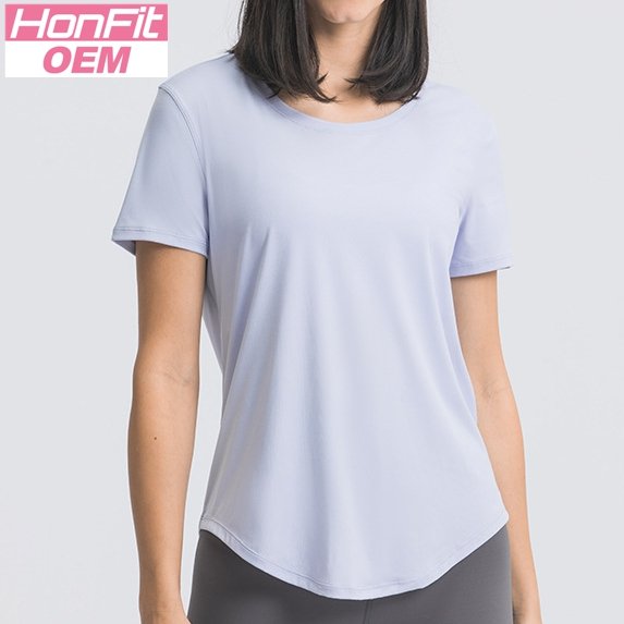 Womens Sports Training 80%Nylon 20%Spandex Tshirt DS075 print logo 21