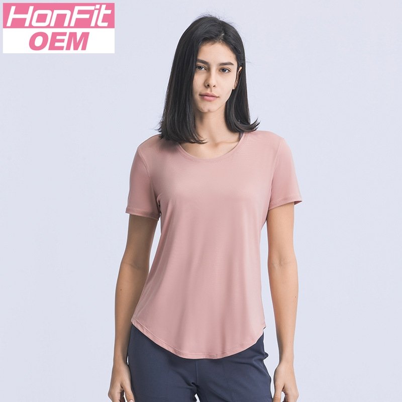 Womens Sports Training 80%Nylon 20%Spandex Tshirt DS075 print logo 13
