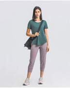 Womens Sports Training 80%Nylon 20%Spandex Tshirt DS075 print logo 49