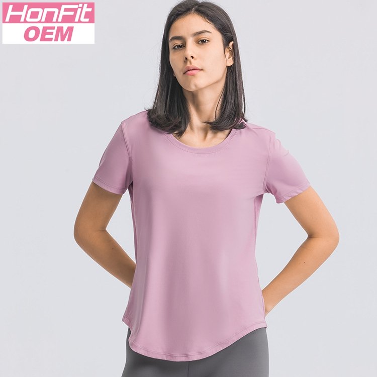 Womens Sports Training 80%Nylon 20%Spandex Tshirt DS075 print logo 17