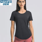 Womens Sports Training 80%Nylon 20%Spandex Tshirt DS075 print logo 18