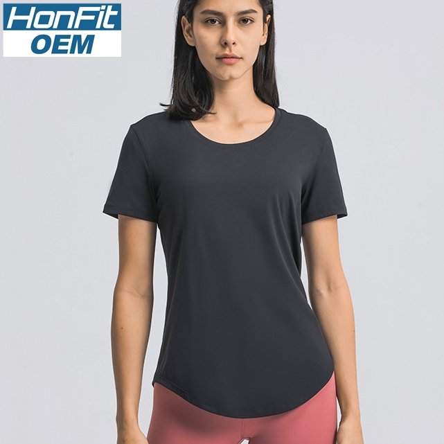 Womens Sports Training 80%Nylon 20%Spandex Tshirt DS075 print logo 18
