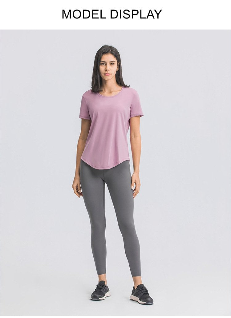 Womens Sports Training 80%Nylon 20%Spandex Tshirt DS075 print logo 23