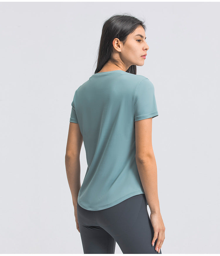 Womens Sports Training 80%Nylon 20%Spandex Tshirt DS075 print logo 48