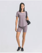 Womens Sports Training 80%Nylon 20%Spandex Tshirt DS075 print logo 40