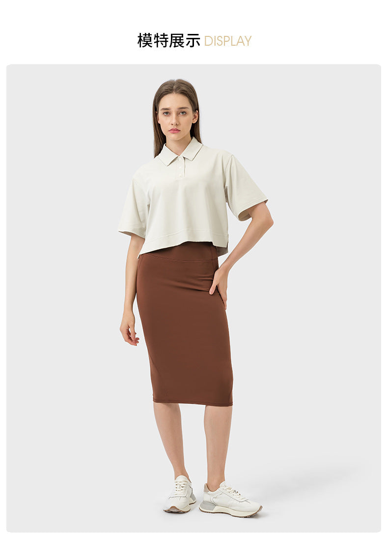 Womens Casual 80%nylon 20%spandex Long Skirt DSS088 print logo 25